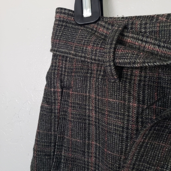 Wilfred Women's 2 World Blend Dress Pants High Rise Black White Plaid Bow Waist - Picture 5 of 7